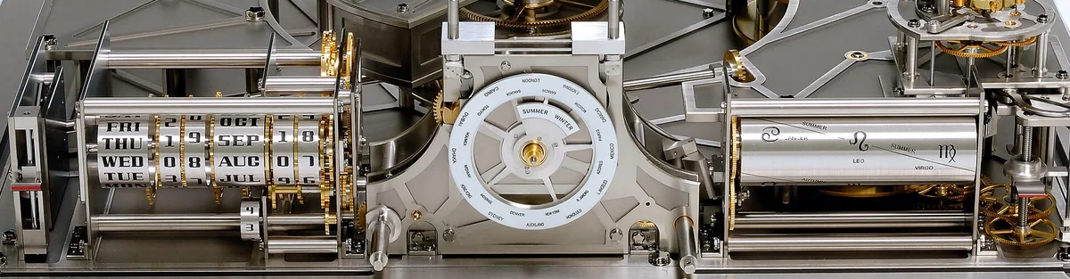 Planétarium Tellurium, quantième perpétuel, équation du temps