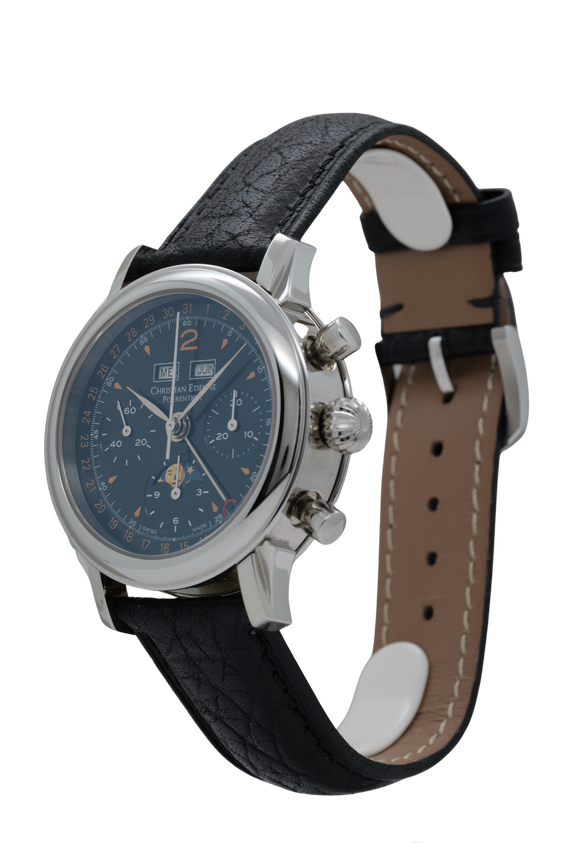 Chronographe Valjoux 88 acier, pièce unique | Christian Etienne